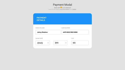 Credit Card Payment Modal - Script Codes