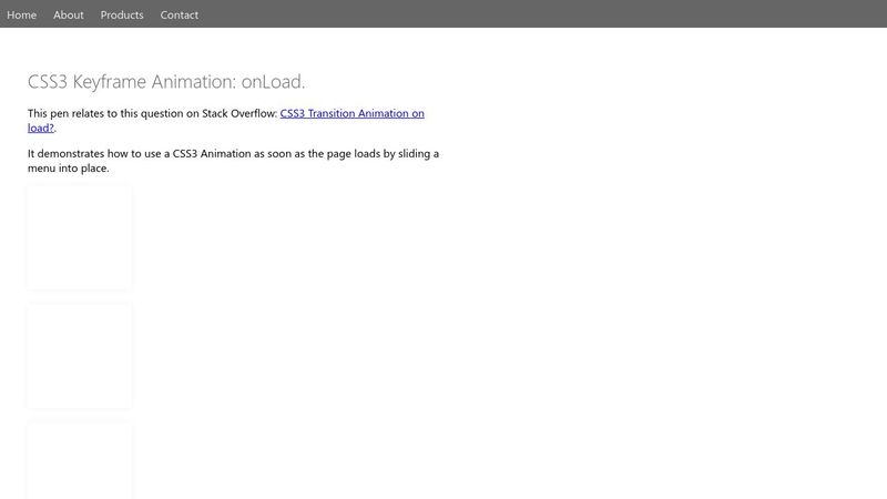 CSS3 keyframe onload animation. CSS3 keyframe onload animation.