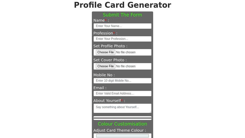 CodePen - Profile Card Generator