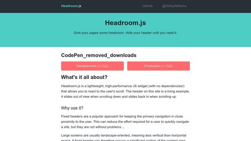 Headroom.js demo - Script Codes