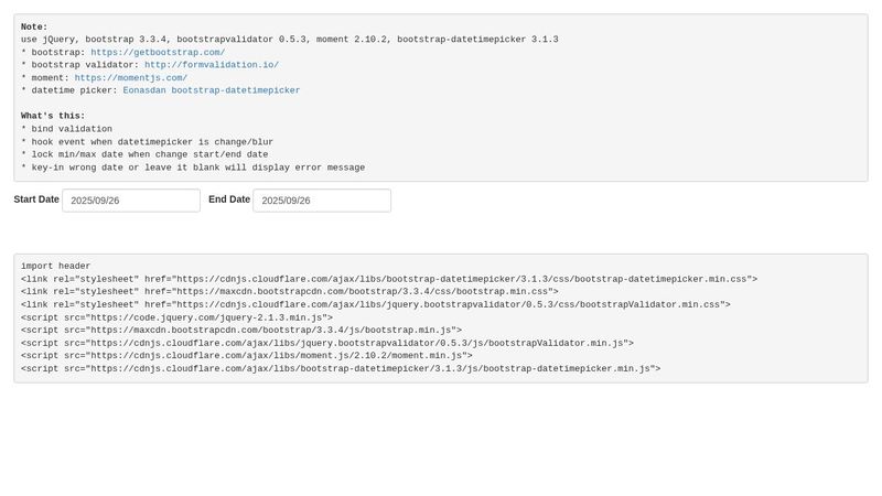 Bootstrap Datepicker Date Range Bootstrap Datepicker Date Range