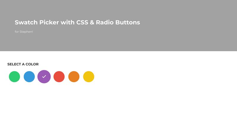 Swatch Picker with CSS & Radio Buttons