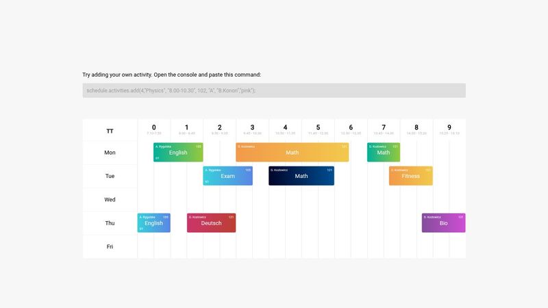 Responsive schedule / timetable | jQuery