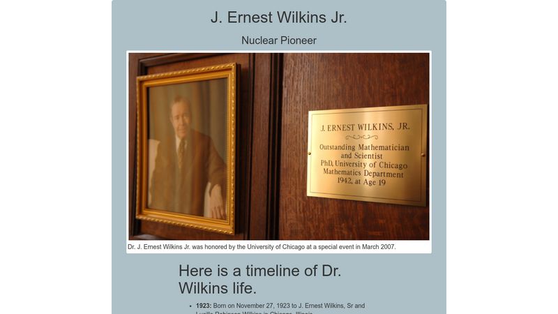 CodePen - J. Ernest Wilkins Jr. Tribute page