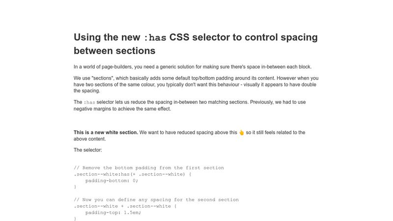 Using Has Css Selector To Control Vertical Spacing Between Blocks 8118