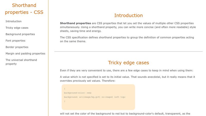 Tài liệu kỹ thuật CSS chứa đầy những thông tin cần thiết giúp bạn hiểu rõ hơn về thuộc tính ngắn gọn. Học cách áp dụng CSS vào các trang web của bạn để giúp cho trang web của bạn đẹp mắt hơn và tinh tế hơn.