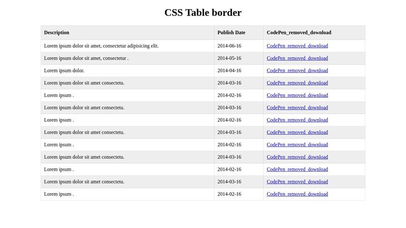 CodePen - Table border CSS odd even