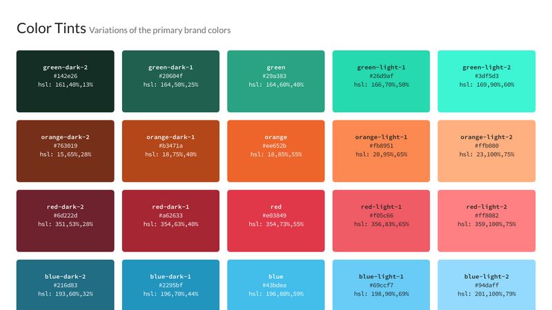 CodePen - HSQ Colors, Tints