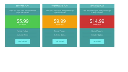 Pricing Table v2 - Script Codes