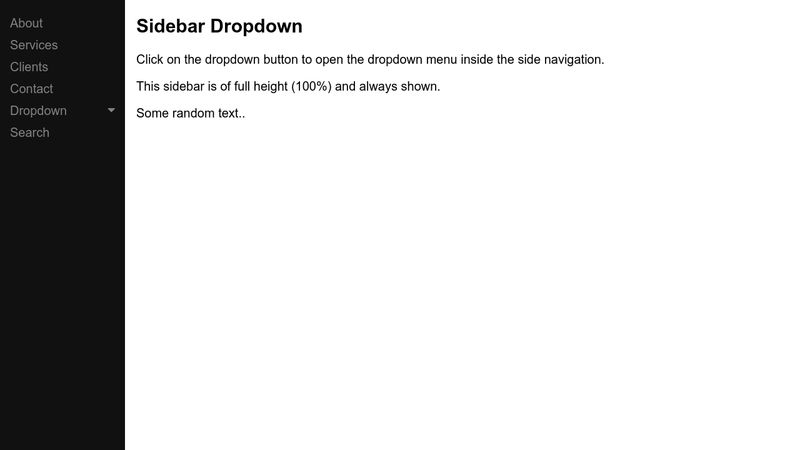 Sử dụng thanh bên rộng rãi của W3Schools Dropdown sẽ giúp cải thiện trải nghiệm học tập của bạn. Với những bài học trực quan và chi tiết, bạn chắc chắn sẽ có được kiến thức và kỹ năng cần thiết để phát triển sản phẩm web ngày càng tốt hơn.