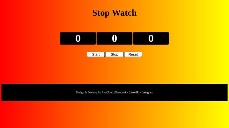 Stop Watch Application | Html, CSS, JavaScript