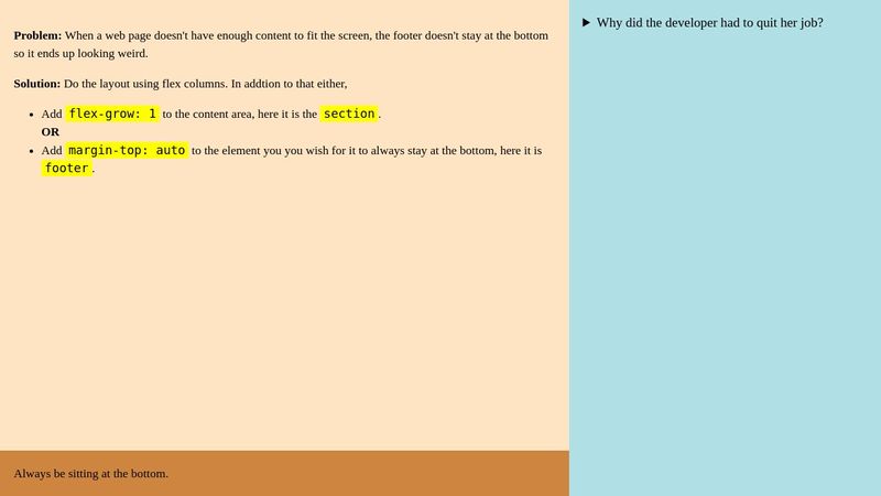 Footer always at the bottom - Flexbox