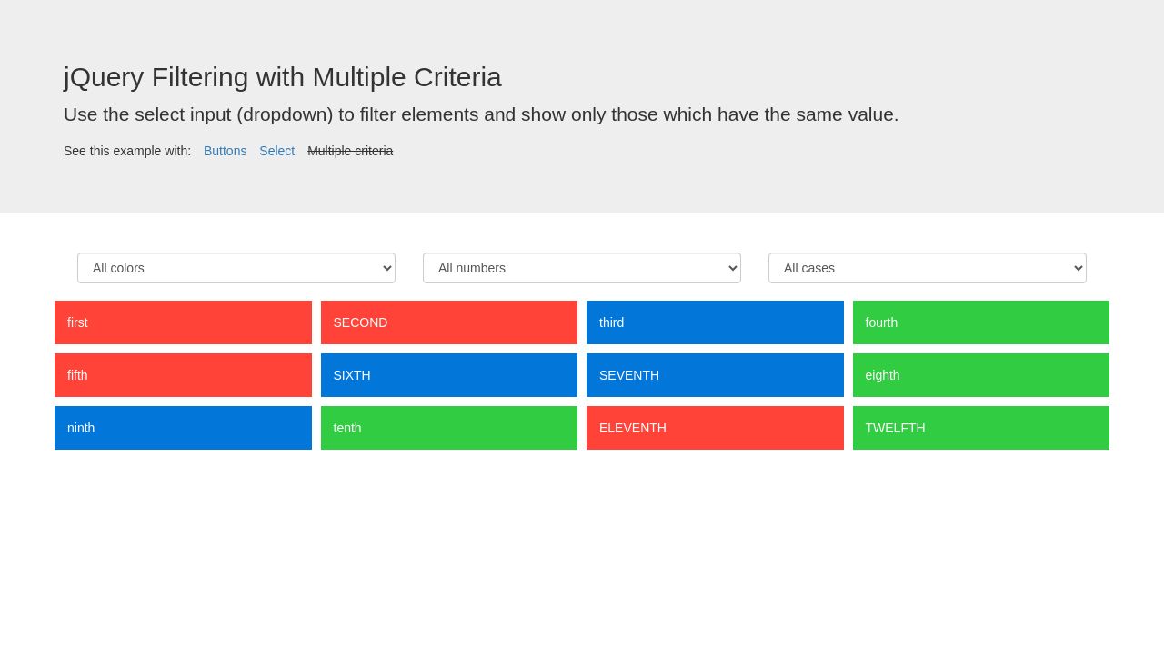 jQuery Filter Elements via Multi Criteria jQuery Filter Elements via Multi Criteria