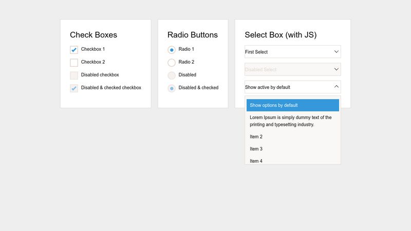 Custom Checkboxes, Radio Buttons And Dropdowns