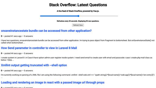 VueJS Stack Overflow Feed - Script Codes