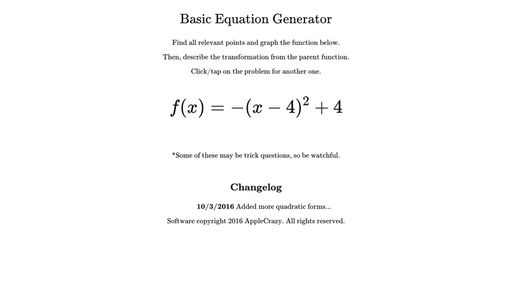 Basic Equation Generator - Script Codes
