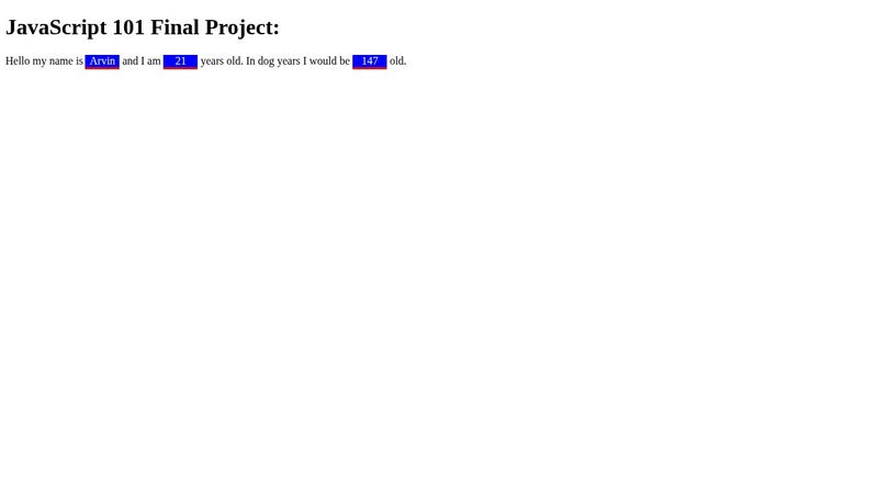 JavaScript 101 Final Project