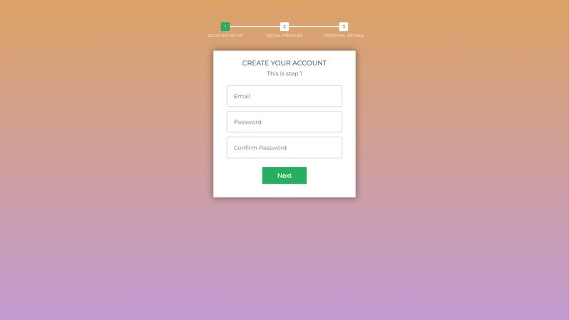 Multi Step Form with Progress Bar using jQuery and CSS3