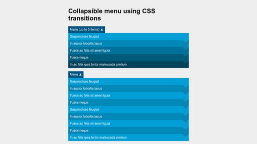 Collapsible menu using CSS transitions - Script Codes