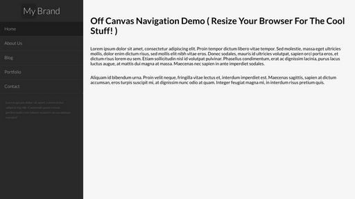 Off Canvas Navigation - Script Codes