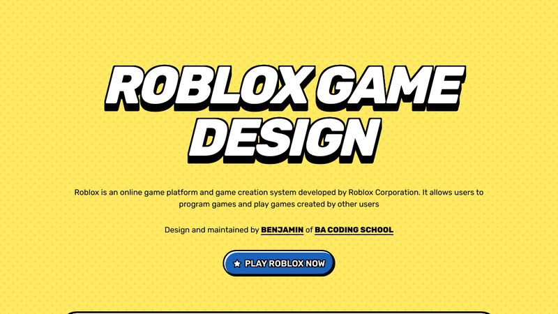 Roblox Design Webpage