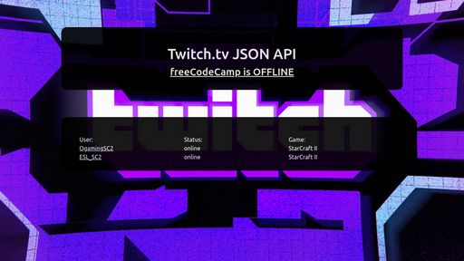 FCC Twitch.tv Json API - Code Feedback - The FreeCodeCamp Forum