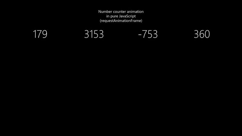Number counter animation in pure JavaScript using requestAnimationFrame Number counter animation in pure JavaScript using requestAnimationFrame