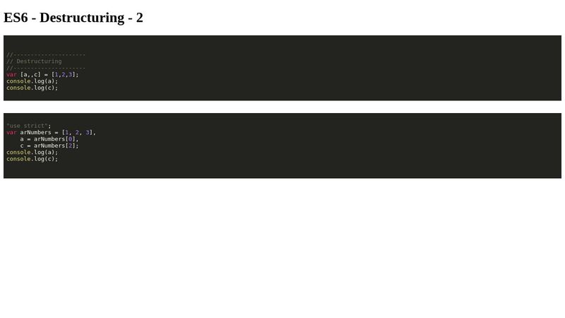 ES6 - Destructuring - 2