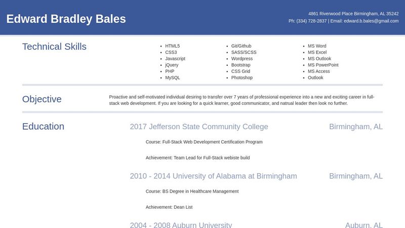 Simple HTML Resume
