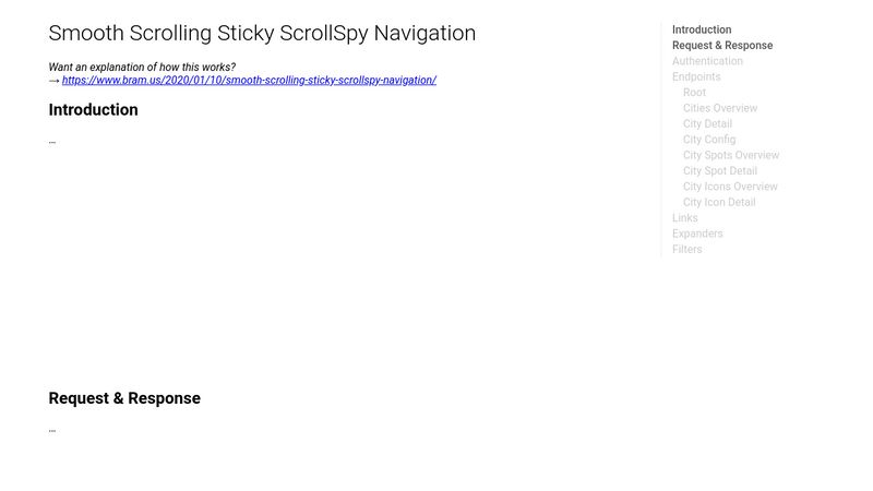 Smooth Scrolling Sticky Scrollspy Navigation