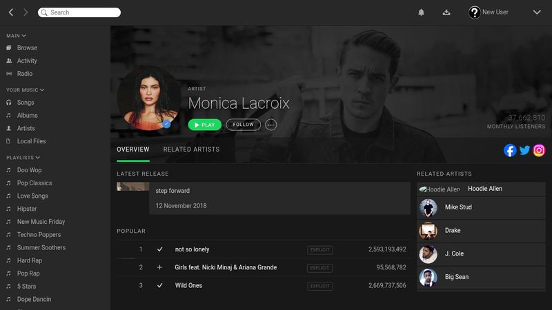 Spotify Artist Page UI