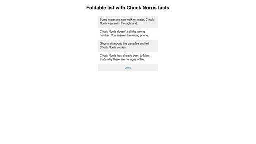 Foldable list with Chuck Norris facts - Script Codes