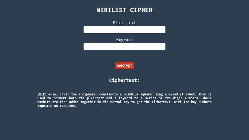 Nihilist Cipher