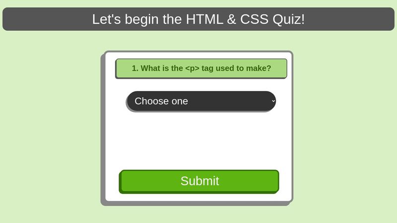 HTML & CSS Quiz