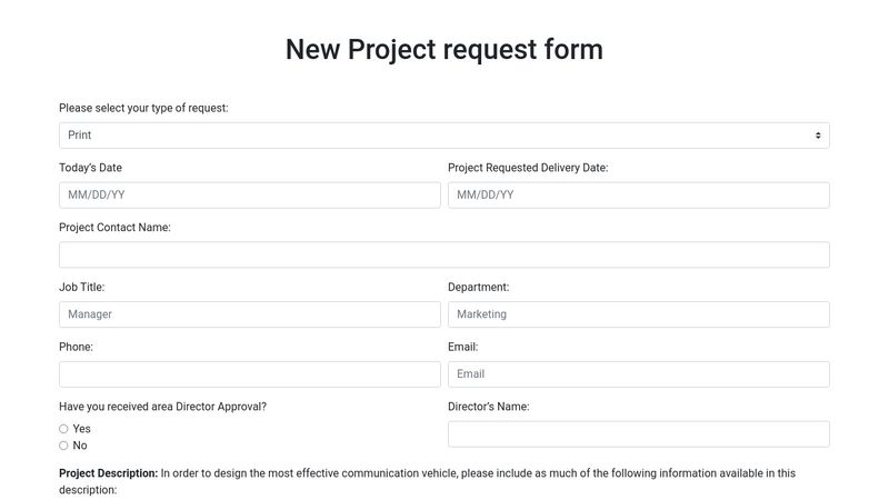 New Project Request Form