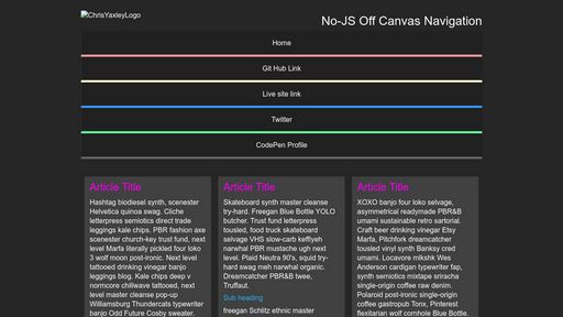 No-JS Off Canvas Navigation