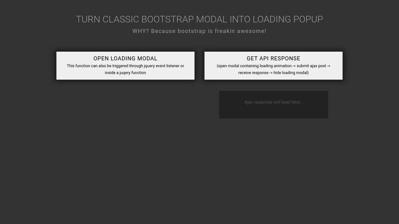 Simple bootstrap modal spinner/loader Simple bootstrap modal spinner/loader