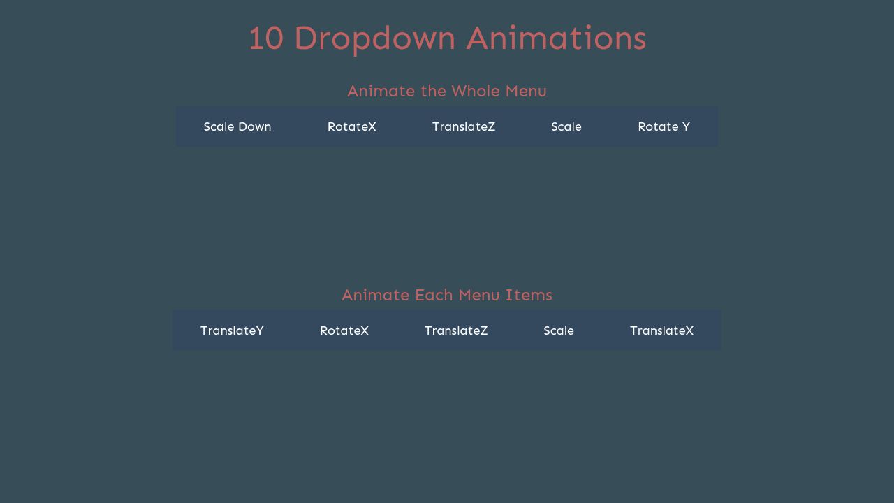 Pens tagged 'dropdown animation' on CodePen Pens tagged 'dropdown animation' on CodePen