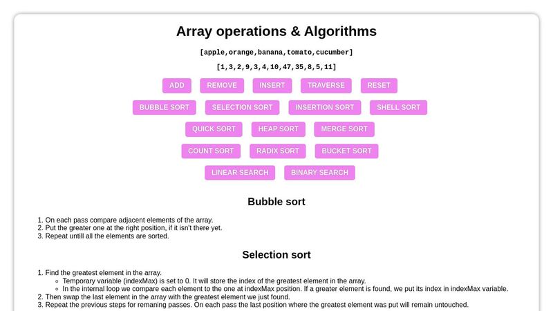 Array operations & Algorithms