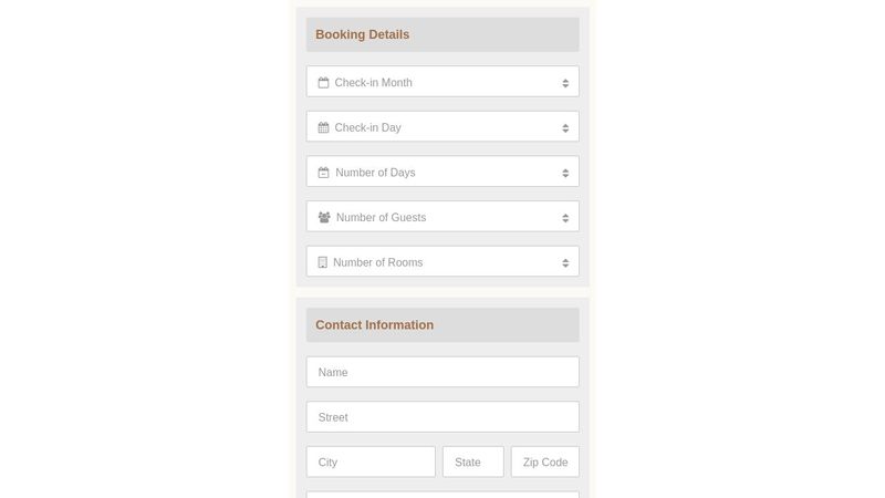 Basic hotel booking form