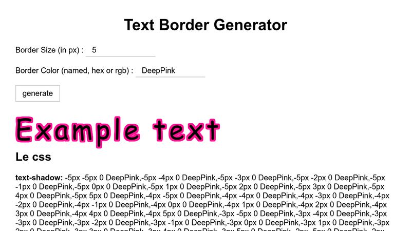 CSS Text Border Generator (made Vue JS)