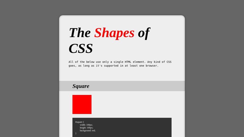 The Shapes of CSS
