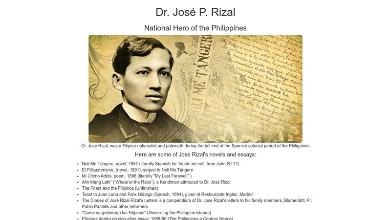 Tribute Page to Jose Rizal