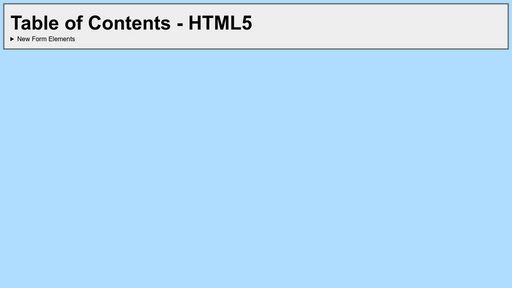 HTML5 Table of Contents - Script Codes