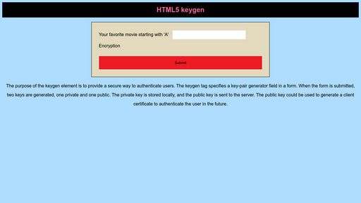 Html5 keygen - Script Codes