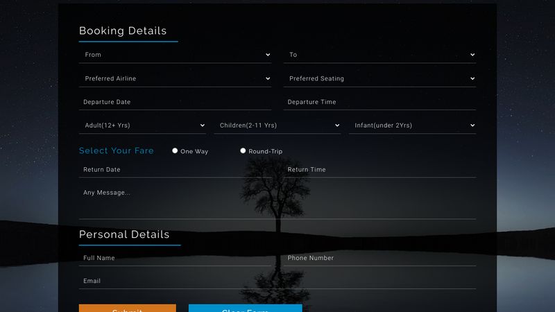 Airline Booking Form A Responsive Widget Template