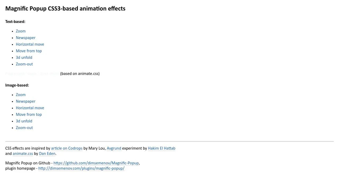 CSS3 animation effects for Magnific Popup CSS3 animation effects for Magnific Popup