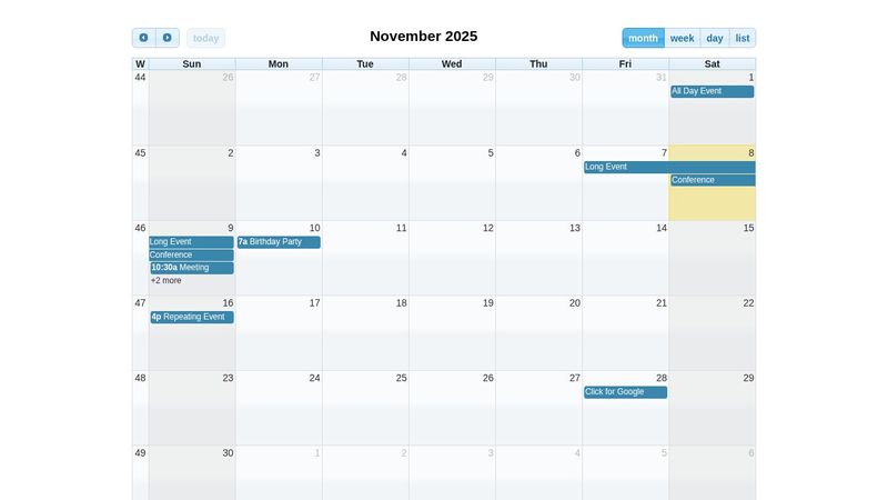 FullCalendar jQuery plugin