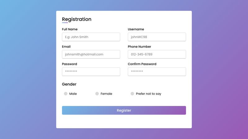 HTML CSS Responsive Registration Form