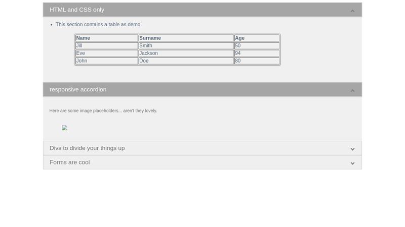 HTML / CSS only responsive accordion